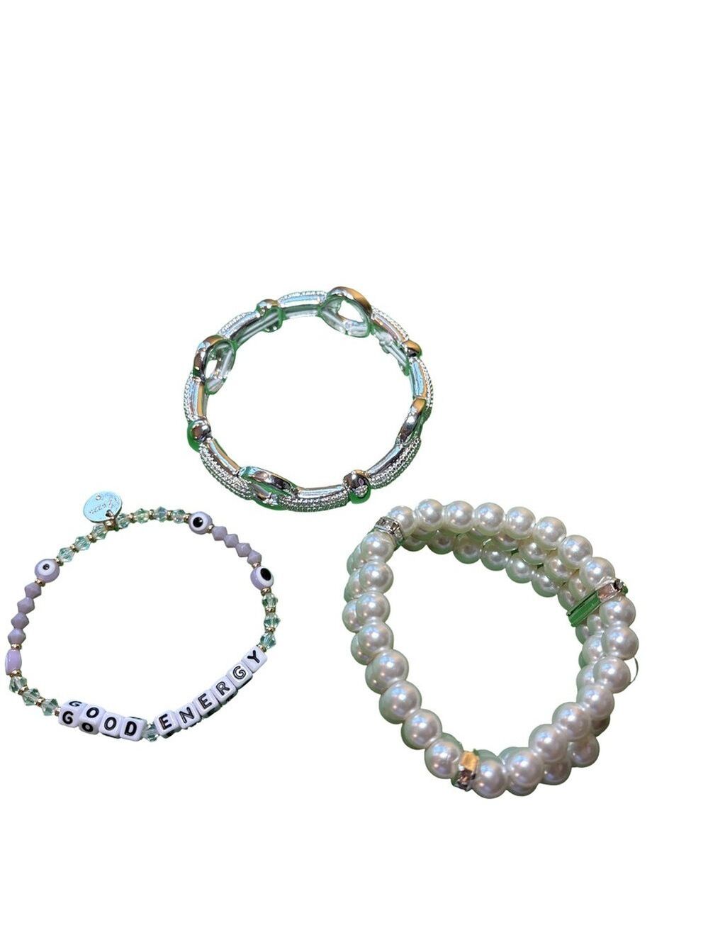 Chic Beaded and Pearl Stretchy Bracelet Trio